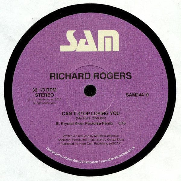 Richard Rogers - Can't Stop Loving You (12") Sam Records Vinyl