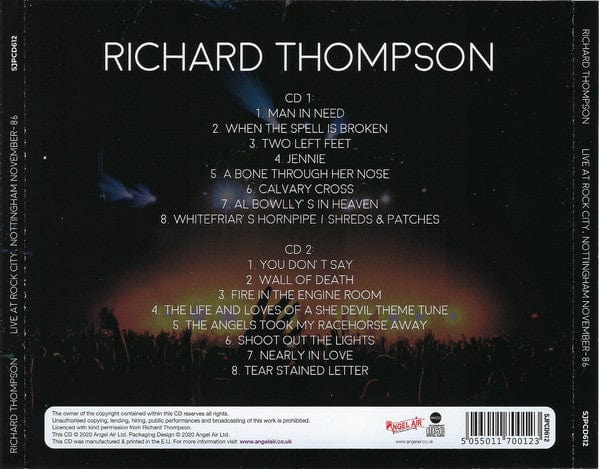 Richard Thompson - Live At Rock City, Nottingham November-86  (2xCD) Angel Air CD 5055011700123