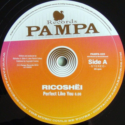 Ricoshëi, Dave DK - Perfect Like You / Woolloomooloo (12") Pampa Records Vinyl 827170138629