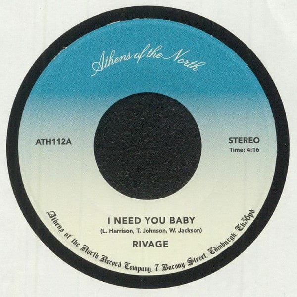 Rivage (3) - I Need You Baby (7") Athens Of The North Vinyl