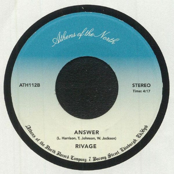 Rivage (3) - I Need You Baby (7") Athens Of The North Vinyl