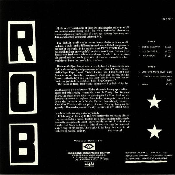 Rob (5) - Rob (LP, Album, RE) on Mr Bongo, Essiebons at Further Records