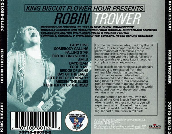 Robin Trower - King Biscuit Flower Hour Presents: Robin Trower In Concert (CD) King Biscuit Flower Hour Records CD 707108801224