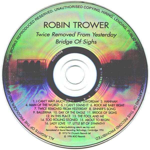 Robin Trower - Twice Removed From Yesterday / Bridge Of Sighs (CD) BGO Records CD 5017261203397