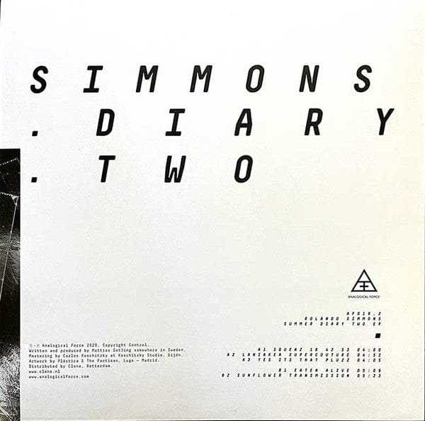 Rolando Simmons - Summer Diary Two EP (12") Analogical Force Vinyl