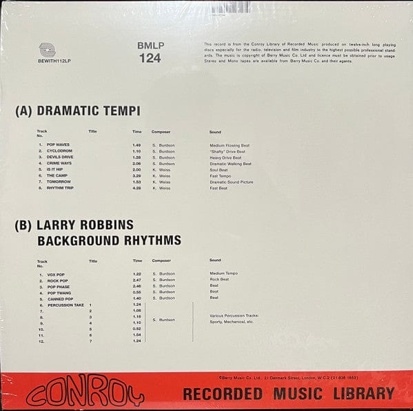 S. Burdson*, K. Weiss* / Larry Robbins Background Rhythms - Dramatic Tempi / Larry Robbins Background Rhythms (LP) Be With Records Vinyl 4251804127134