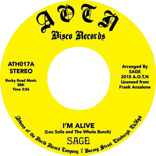 Sage (16) - I'm Alive / Song For Yvonne (7") Athens Of The North Vinyl