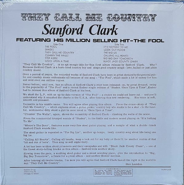 Sanford Clark - They Call Me Country (LP) Numero Group Vinyl 825764606820