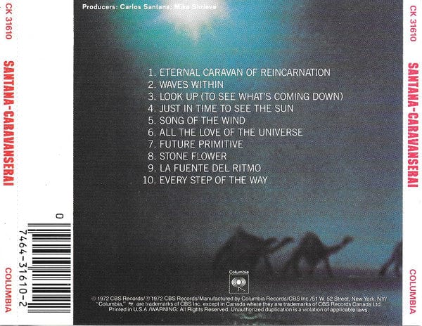 Santana - Caravanserai (CD) Columbia CD 07464316102