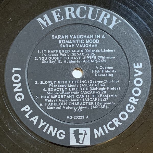 Sarah Vaughan - Sarah Vaughan In A Romantic Mood on Mercury at Further Records