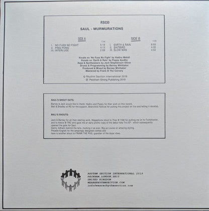 Saul (19) - Murmurations (12") Rhythm Section International Vinyl