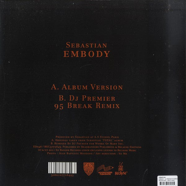 SebastiAn (6) - Embody (12", Single) Ed Banger Records, Because Music