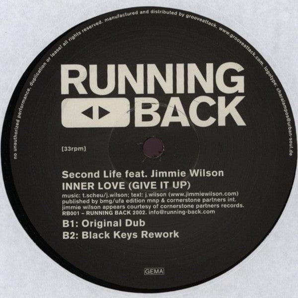 Second Life - Inner Love (Give It Up) (12") Running Back Vinyl