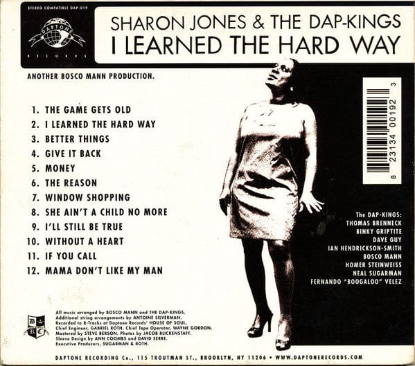 Sharon Jones & The Dap-Kings – I Learned The Hard Way (CD, Daptone Records, 2010) Back Cover