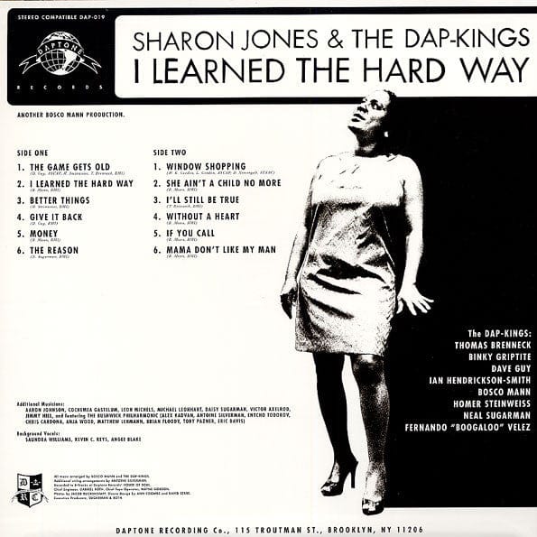 Sharon Jones & The Dap-Kings – I Learned The Hard Way (LP, Daptone Records, 2010) Back Cover