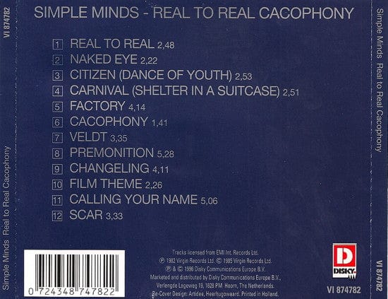 Simple Minds - Real To Real Cacophony (CD) Disky CD 724348747822