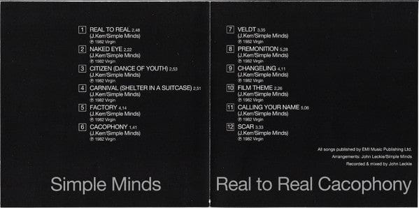 Simple Minds - Real To Real Cacophony (CD) Disky CD 724348747822