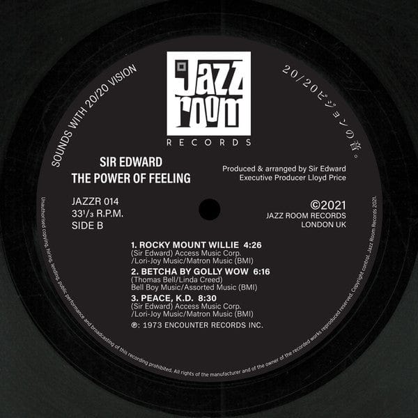 Sir Edward - The Power Of Feeling (LP) Jazz Room Records Vinyl 5050580774018