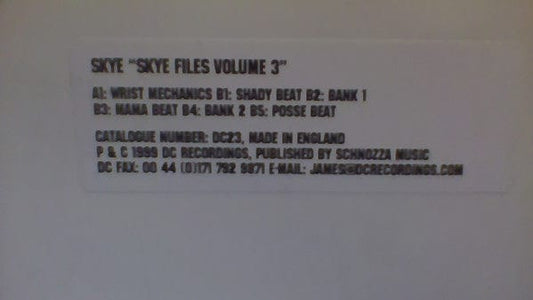 Skye - Skye Files Volume 3 (12") D.C. Recordings Vinyl