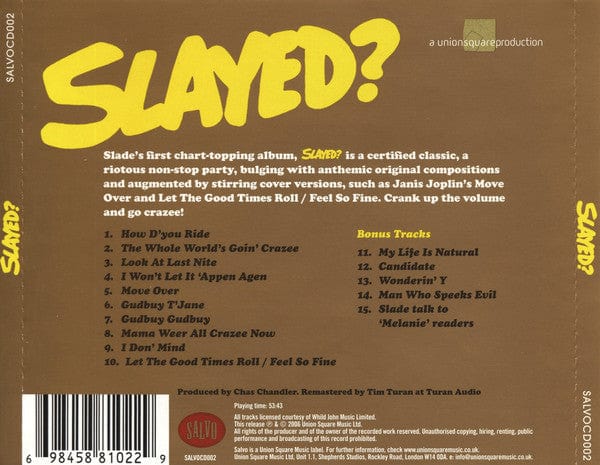 Slade - Slayed? (CD) Salvo CD 698458810229