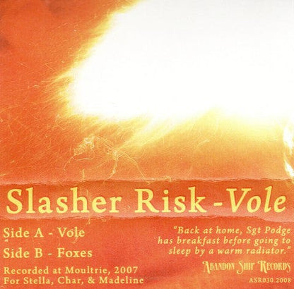 Slasher Risk - Vole (Cassette) Abandon Ship Records Cassette