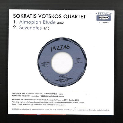 Sokratis Votskos Quartet - Almopian Etude / Sevenates (7") Jazz45 Vinyl