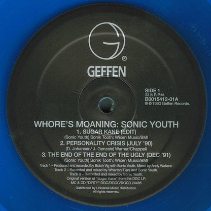 Sonic Youth - Whore's Moaning: Oz '93 Tour Edition (12", EP, Ltd, RE, Blu) Geffen Records