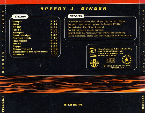 Speedy J - Ginger (CD) Radikal Records,Hot Productions CD 053993994429