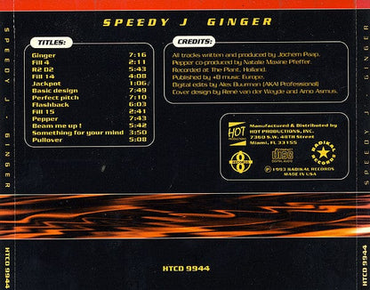 Speedy J - Ginger (CD) Radikal Records,Hot Productions CD 053993994429