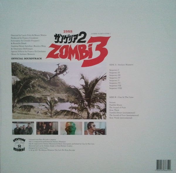 Stefano Mainetti – Zombi 3 / Zombie Flesh Eaters 2 (Original Motion Picture Soundtrack) (LP, We Release Whatever The Fuck We Want Records, 2017) Back Cover