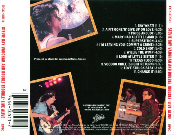Stevie Ray Vaughan And Double Trouble - Live Alive (CD) – Further Records