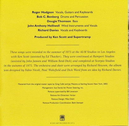 Supertramp – Crisis? What Crisis? (CD, A&M Records, 2002) Image 4