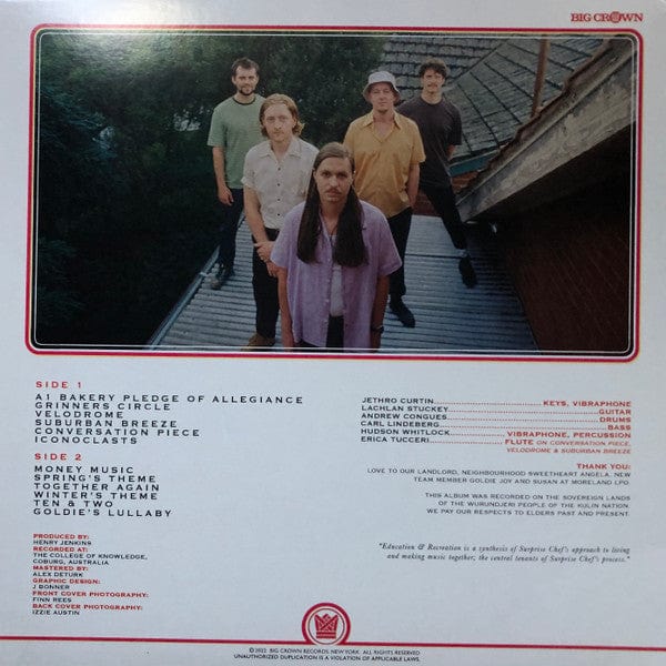 Surprise Chef – Education & Recreation (LP, Big Crown Records, 2022) Back Cover
