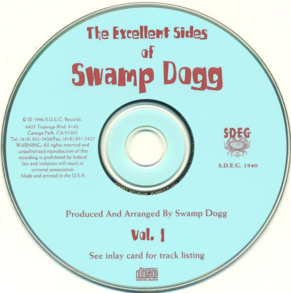 Swamp Dogg - The Excellent Sides Of Swamp Dogg Vol. 1 (CD) S.D.E.G. Records CD 722247194020