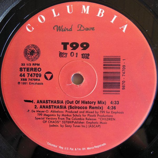 T99 - Anasthasia (12") on Columbia at Further Records