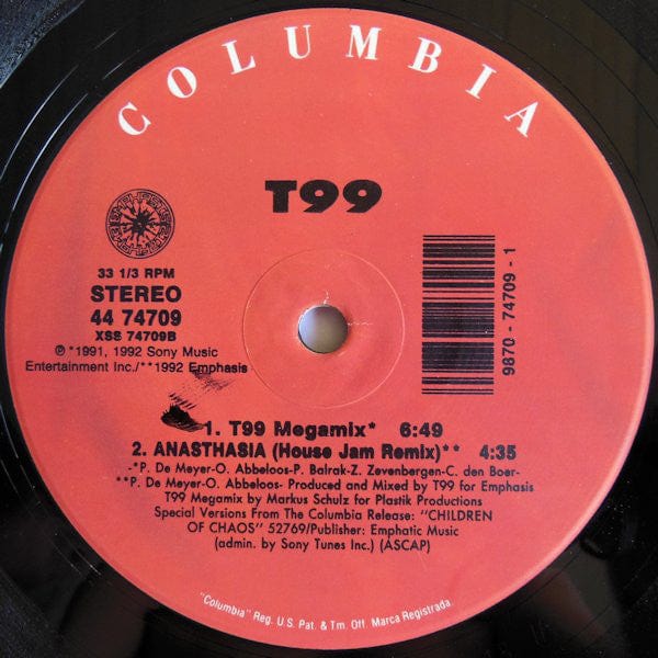 T99 - Anasthasia (12") on Columbia at Further Records