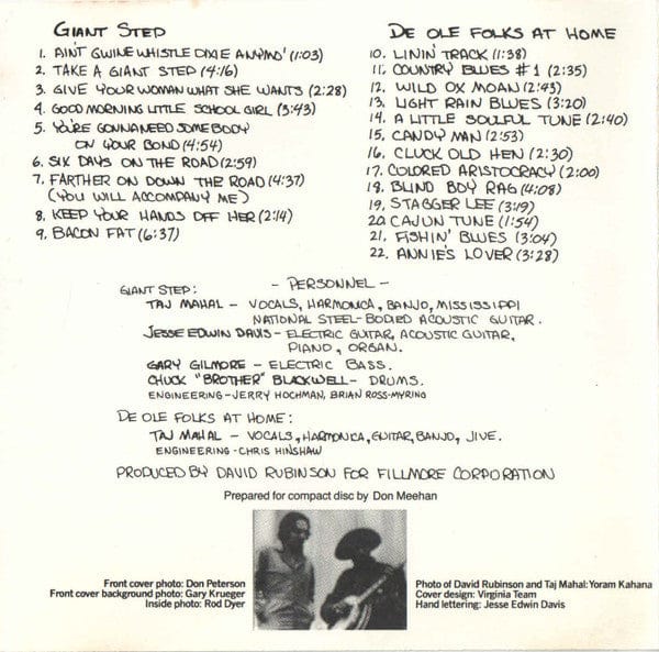 Taj Mahal - Giant Step / De Ole Folks At Home (CD) Columbia CD 07464000182