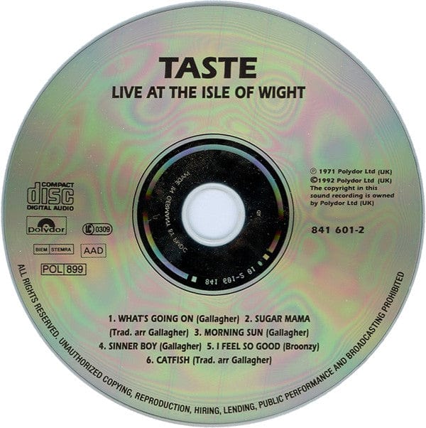 Taste (2) - Live At The Isle  Of Wight (CD) Polydor CD 042284160124