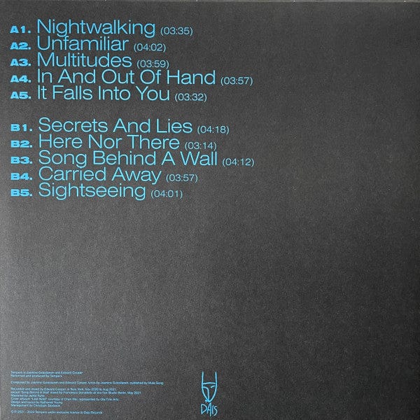 Tempers – New Meaning (LP, Dais Records, 2022) Back Cover