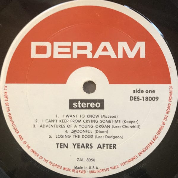 Ten Years After - Ten Years After (LP) Deram, Deram Vinyl