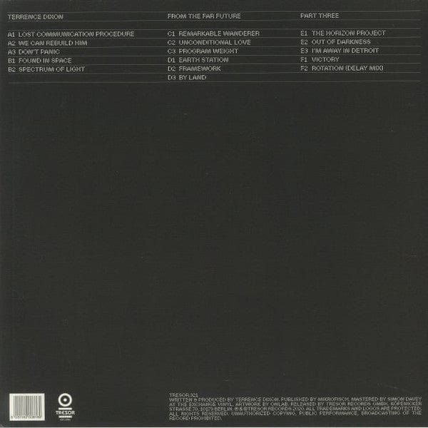 Terrence Dixon - From The Far Future Pt. 3 (3x12") Tresor Vinyl