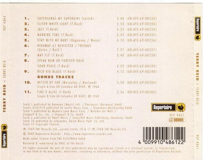 Terry Reid – Terry Reid (CD, Repertoire Records, 2000) Back Cover