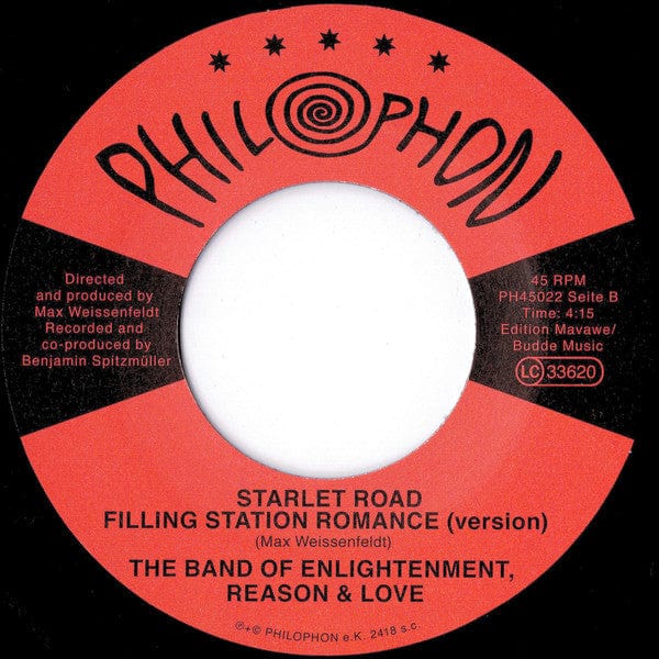 The Band Of Enlightenment, Reason And Love - Zota Yinne (Version) / Starlet Road Filling Station Romance (Version) (7") Philophon