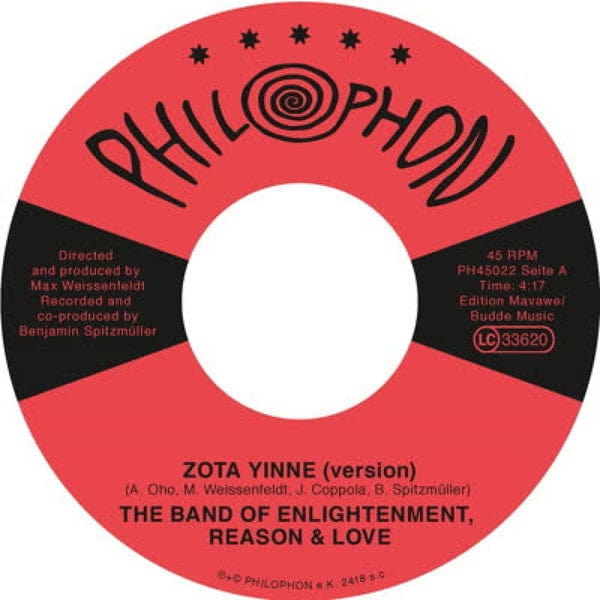 The Band Of Enlightenment, Reason And Love - Zota Yinne (Version) / Starlet Road Filling Station Romance (Version) (7") Philophon