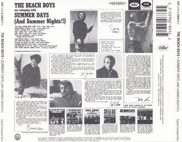 The Beach Boys - Summer Days (And Summer Nights!!) (CD) Capitol Records,Capitol Records CD 724382963325