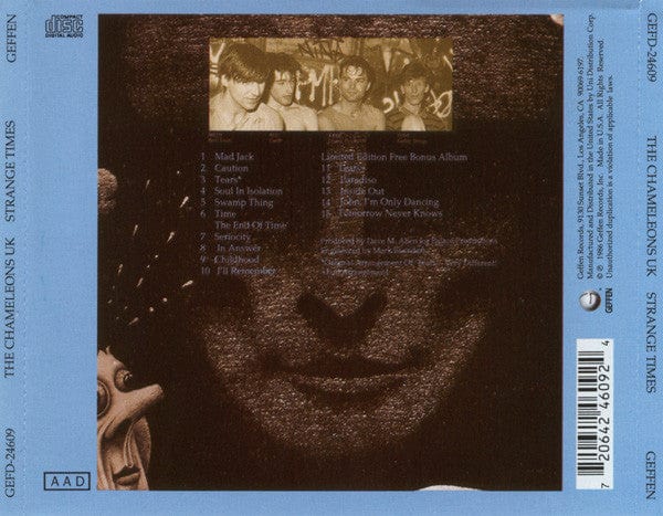 The Chameleons UK – Strange Times (CD, Geffen Records) Back Cover