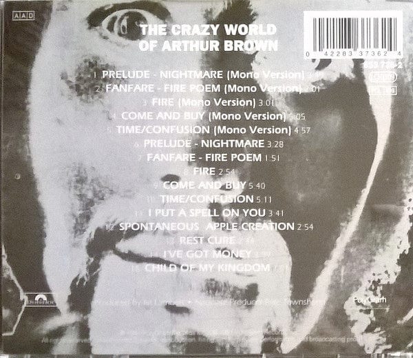 The Crazy World Of Arthur Brown – The Crazy World Of Arthur Brown (CD, Polydor) Back Cover