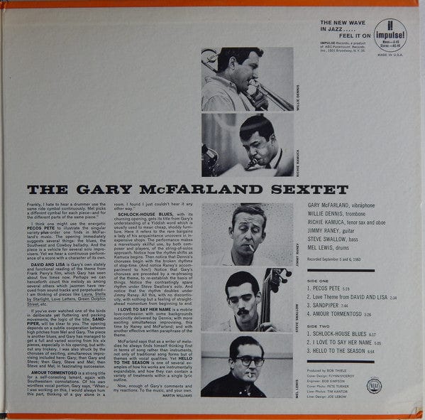 The Gary McFarland Sextet - Point Of Departure (LP) Impulse!, Impulse! Vinyl