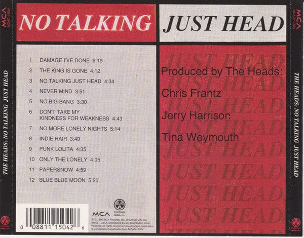 The Heads - No Talking Just Head (CD) MCA Records,Radioactive CD 008811150426