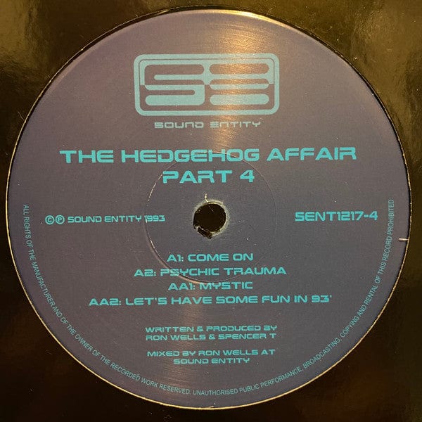 The Hedgehog Affair – Part 4 (12", Sound Entity Records, 2018) Front Cover